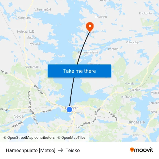 Hämeenpuisto [Metso] to Teisko map