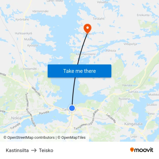 Kastinsilta to Teisko map