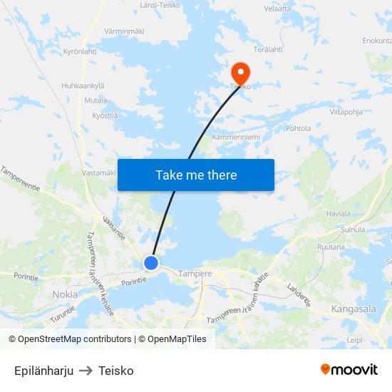 Epilänharju to Teisko map