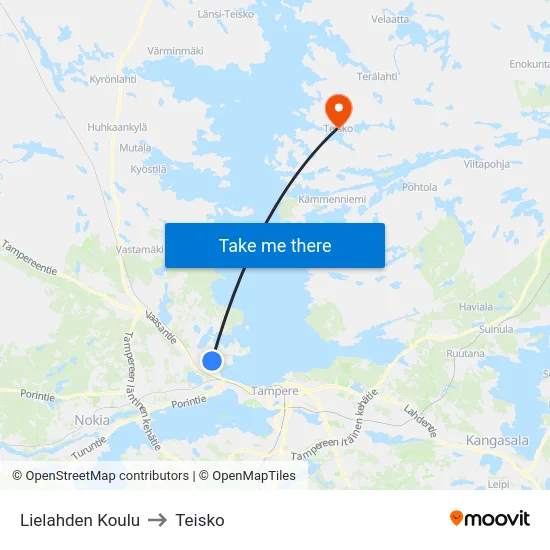 Lielahden Koulu to Teisko map