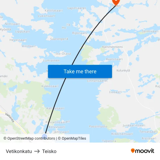 Vetikonkatu to Teisko map