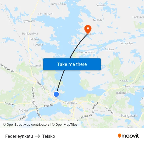 Federleynkatu to Teisko map