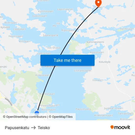 Papusenkatu to Teisko map