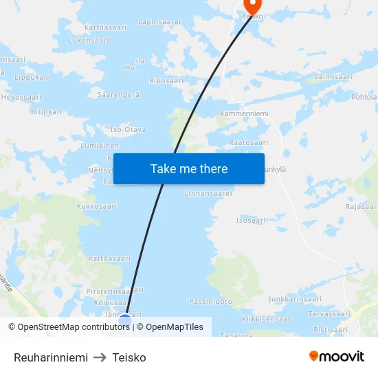 Reuharinniemi to Teisko map