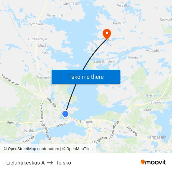 Lielahtikeskus A to Teisko map