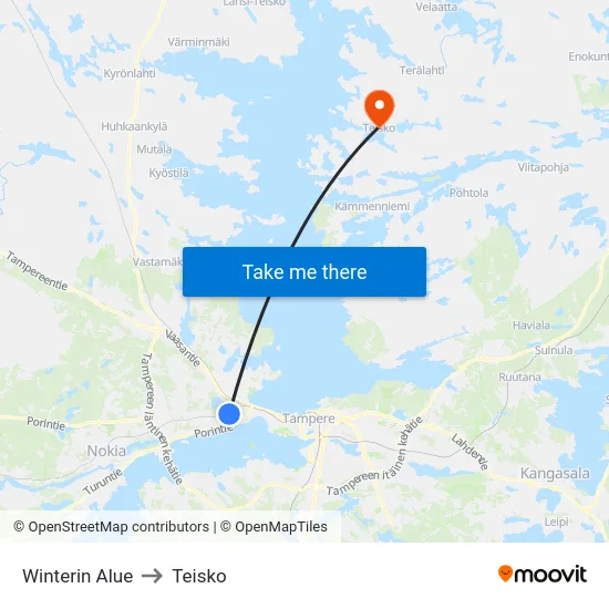 Winterin Alue to Teisko map