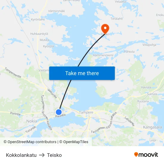 Kokkolankatu to Teisko map
