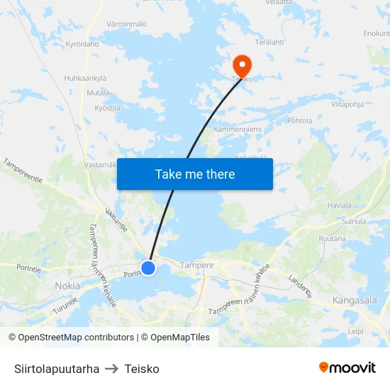 Siirtolapuutarha to Teisko map