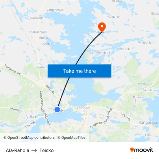 Ala-Rahola to Teisko map