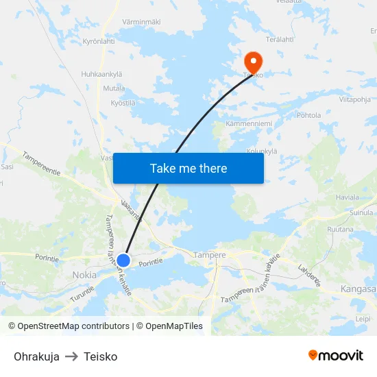 Ohrakuja to Teisko map