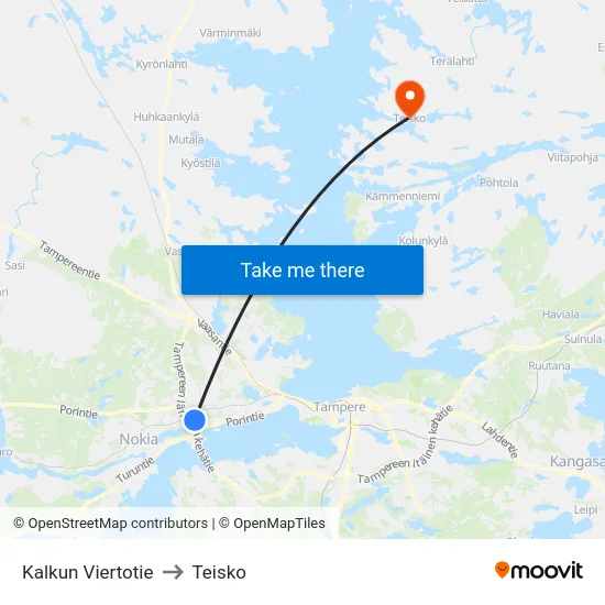 Kalkun Viertotie to Teisko map
