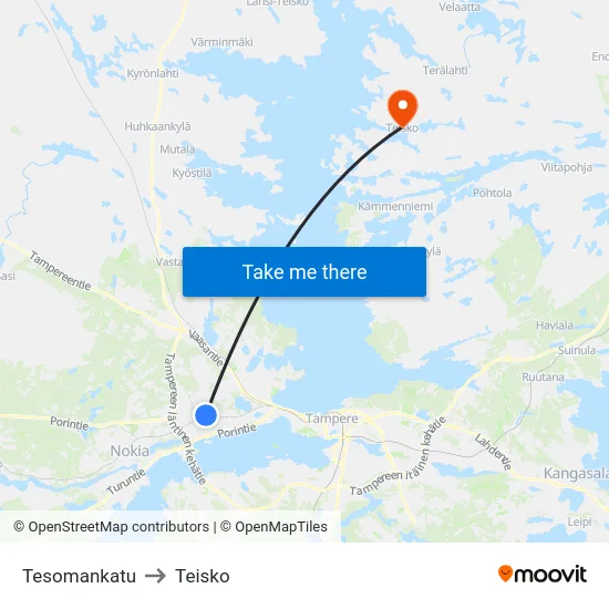 Tesomankatu to Teisko map