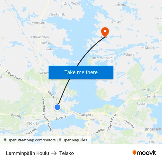 Lamminpään Koulu to Teisko map