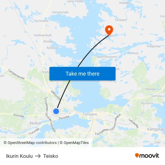 Ikurin Koulu to Teisko map