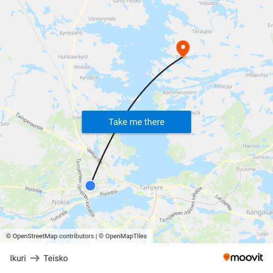 Ikuri to Teisko map