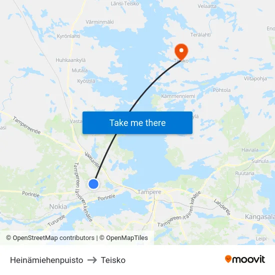 Heinämiehenpuisto to Teisko map