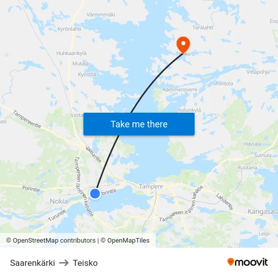 Saarenkärki to Teisko map