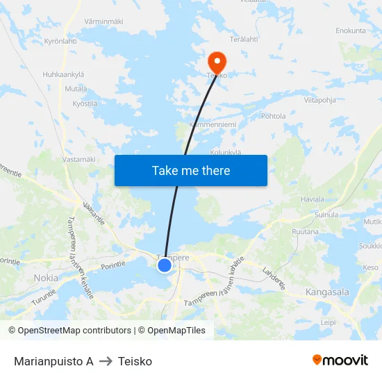 Marianpuisto A to Teisko map