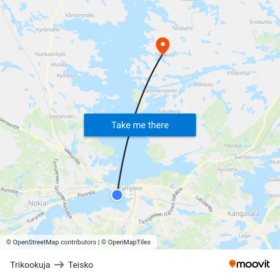 Trikookuja to Teisko map