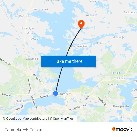 Tahmela to Teisko map