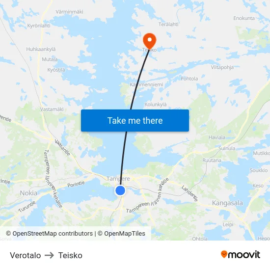 Verotalo to Teisko map