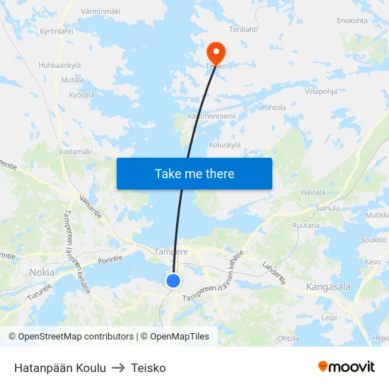 Hatanpään Koulu to Teisko map