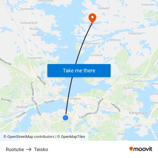 Ruotutie to Teisko map