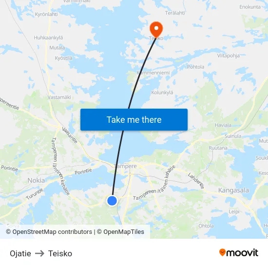 Ojatie to Teisko map