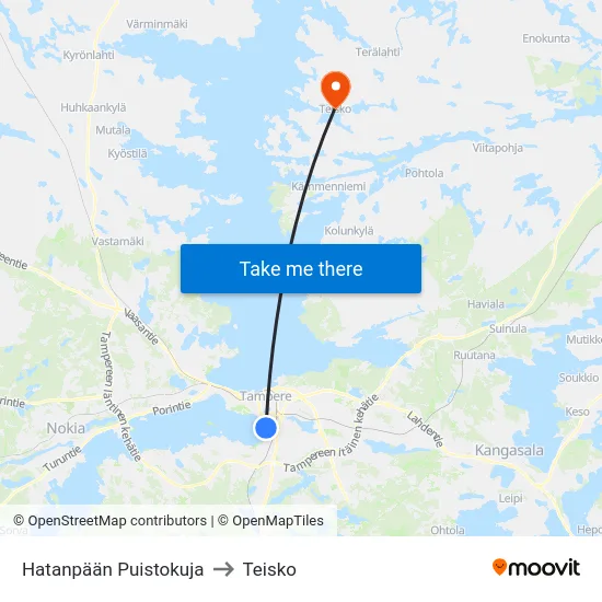Hatanpään Puistokuja to Teisko map