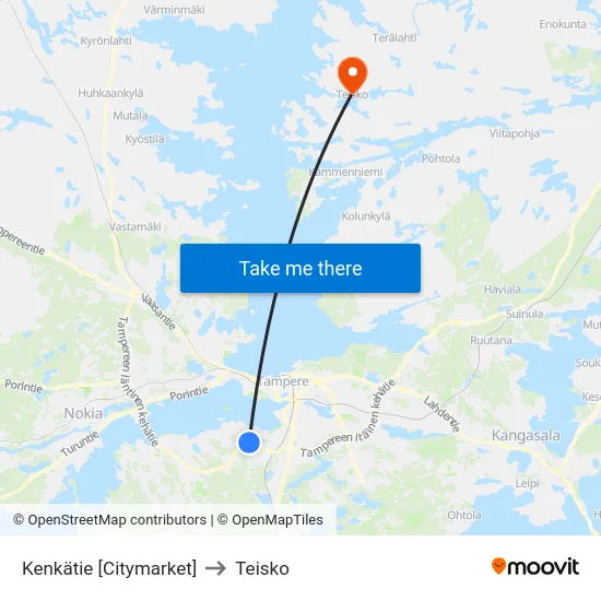 Kenkätie [Citymarket] to Teisko map