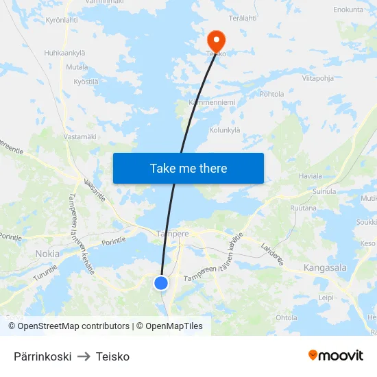 Pärrinkoski to Teisko map