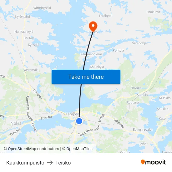 Kaakkurinpuisto to Teisko map