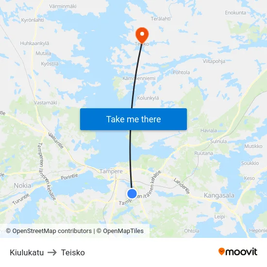 Kiulukatu to Teisko map
