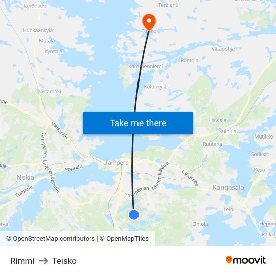 Rimmi to Teisko map
