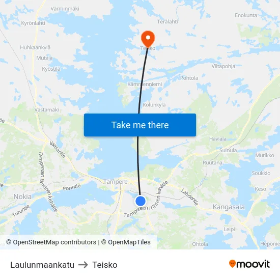 Laulunmaankatu to Teisko map