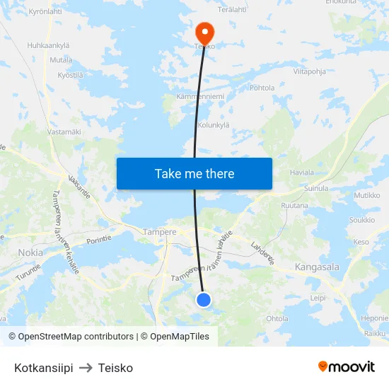 Kotkansiipi to Teisko map