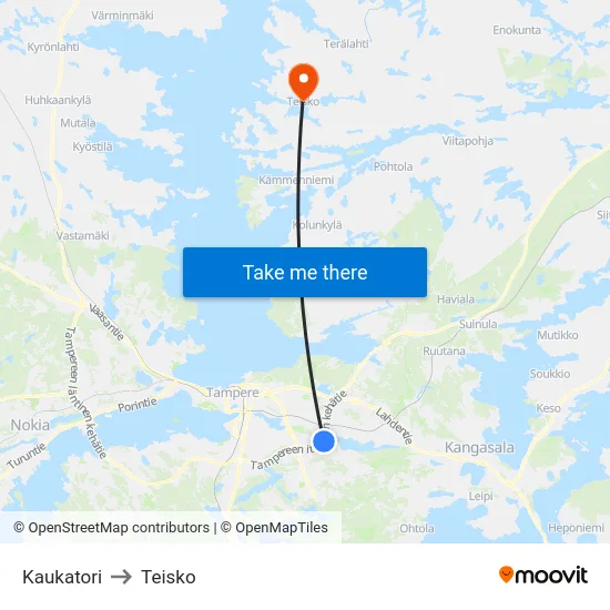 Kaukatori to Teisko map