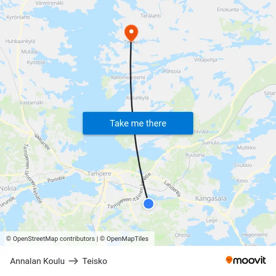 Annalan Koulu to Teisko map