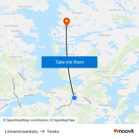 Linnainmaankatu to Teisko map