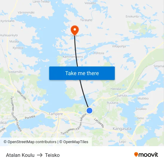 Atalan Koulu to Teisko map