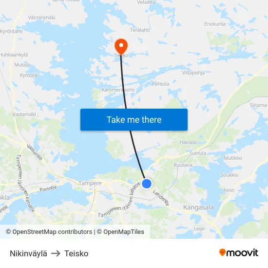 Nikinväylä to Teisko map