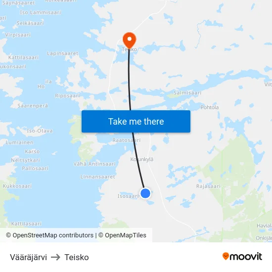 Vääräjärvi to Teisko map