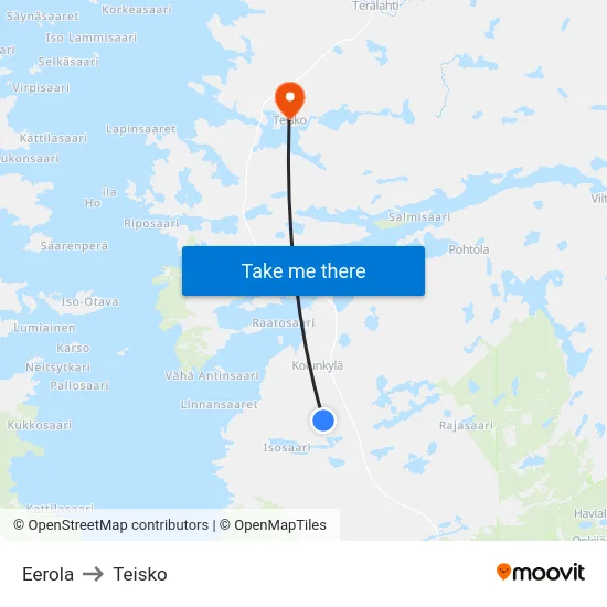 Eerola to Teisko map