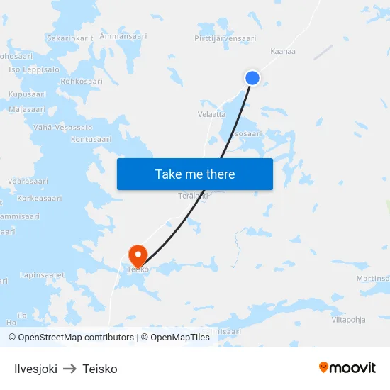 Ilvesjoki to Teisko map