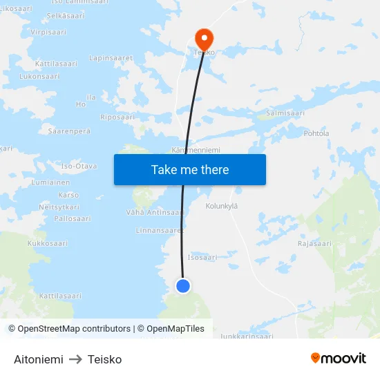 Aitoniemi to Teisko map