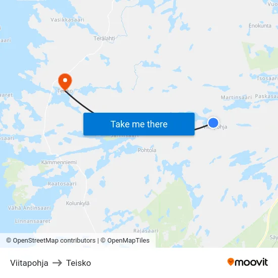 Viitapohja to Teisko map