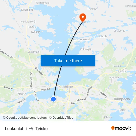 Loukonlahti to Teisko map