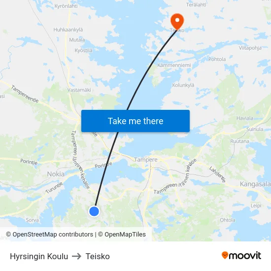 Hyrsingin Koulu to Teisko map