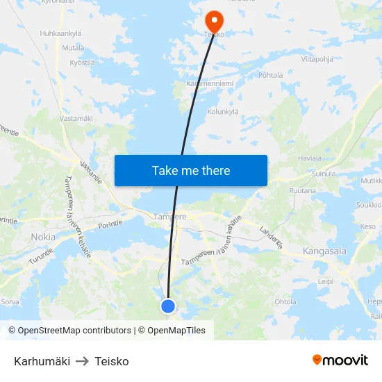 Karhumäki to Teisko map