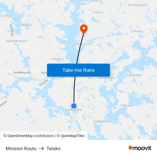 Moision Koulu to Teisko map